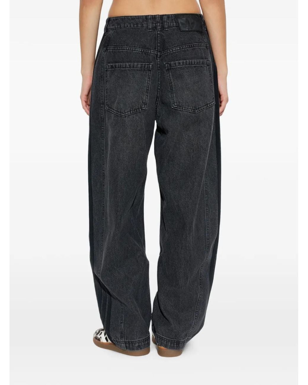 Adidas Black Logo-Embroidered Panelled Jeans