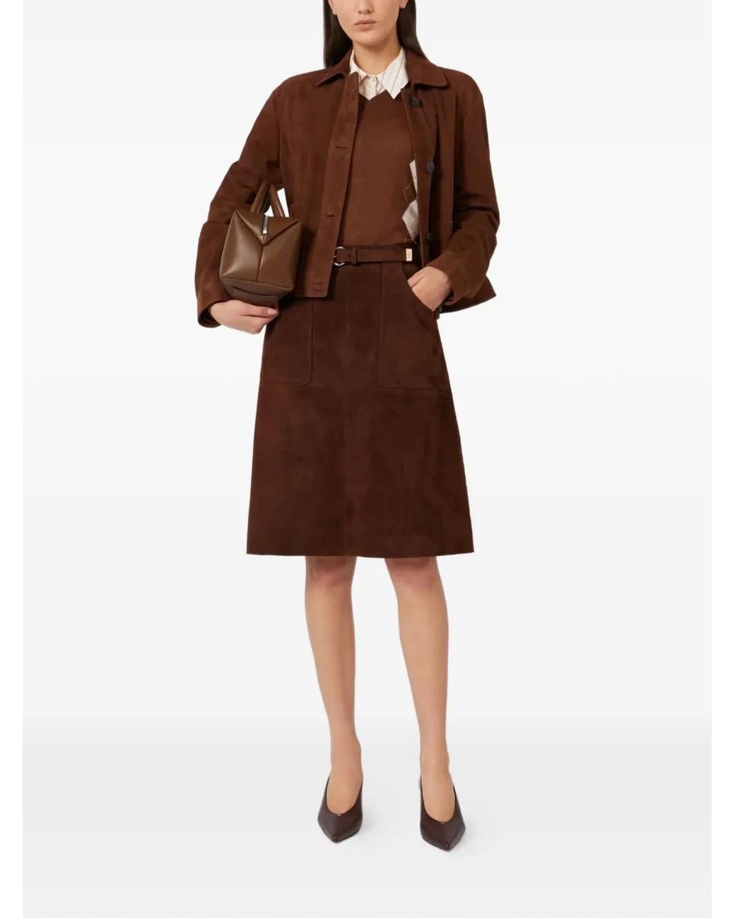 Max Mara Brown Argyle V-Neck Sweater