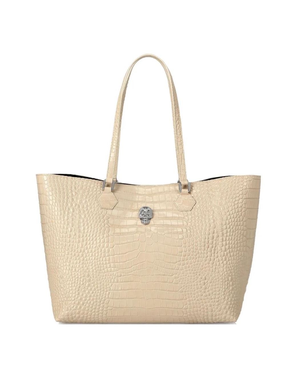 Philipp Plein Natural Crocodile-Embossed Tote Bag