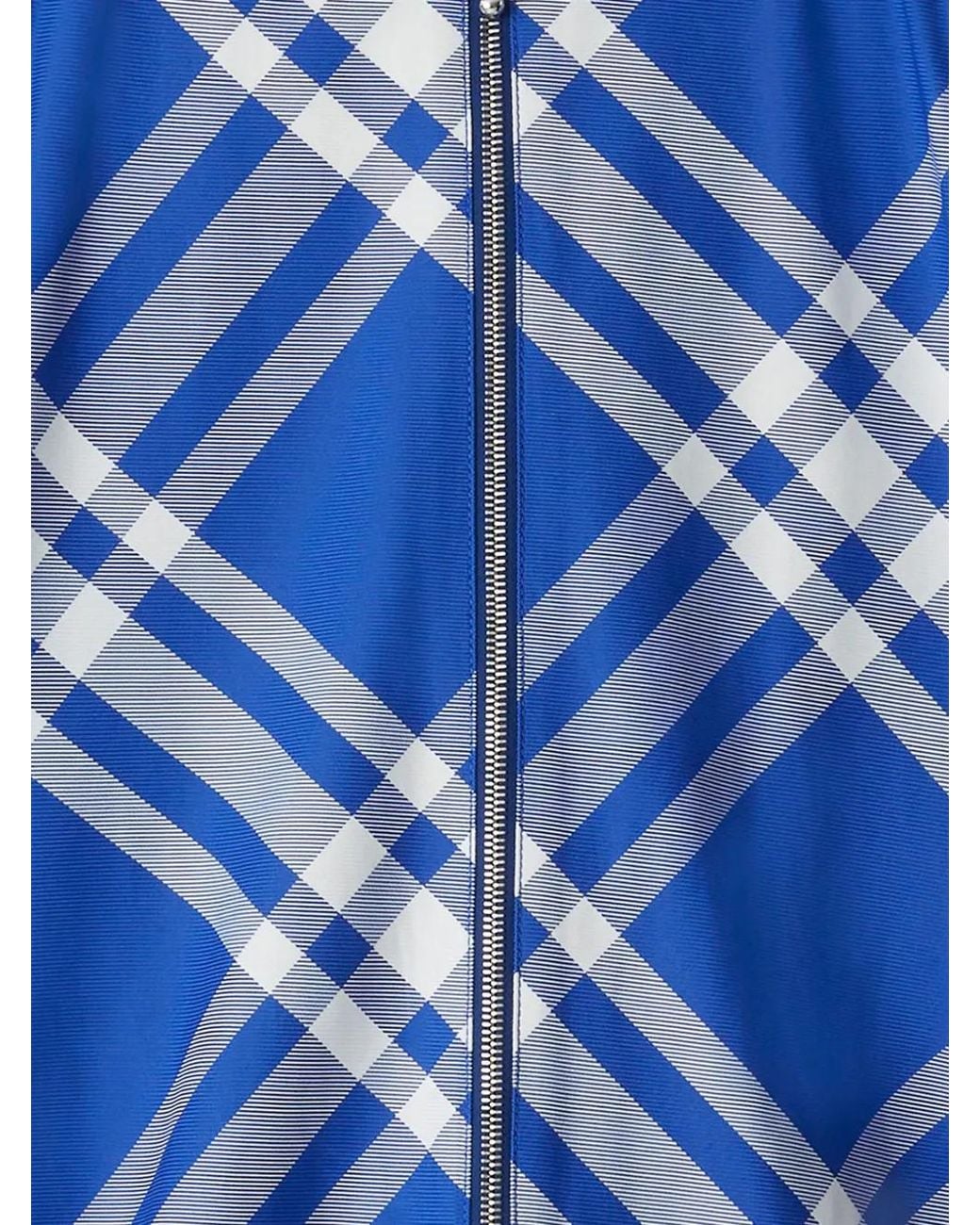 Burberry Blue Check-Pattern Hooded Zip-Up Jacket Nylon for men