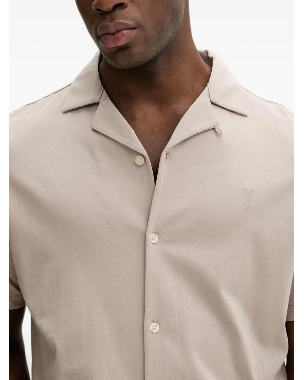 AllSaints Natural Chemise Hudson À Logo Brodé Et Manches Courtes for men