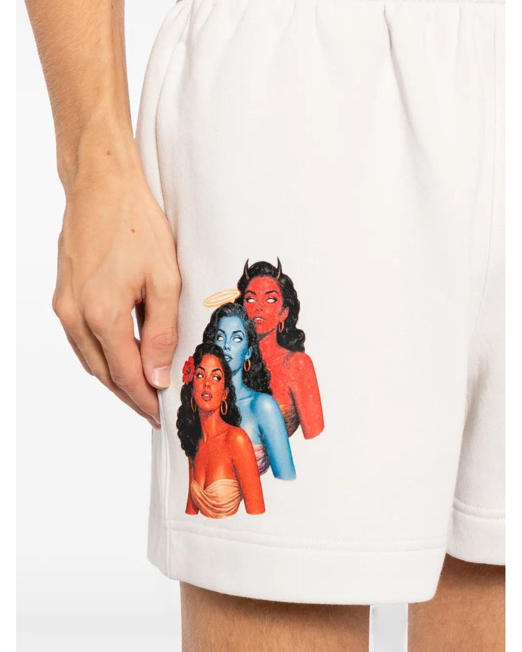 Melt White Graphic-Print Shorts for men