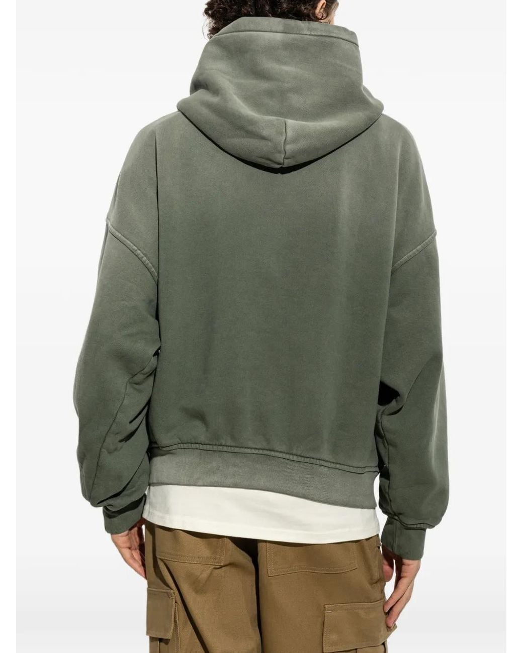 Rhude Green Logo-Patch Hoodie for men