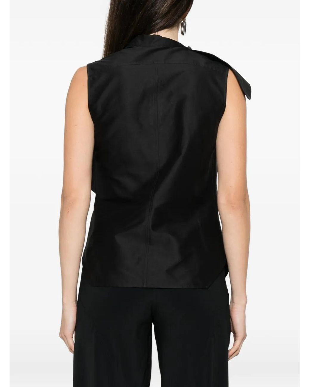 Rick Owens Black Solid Cowl Neck Top