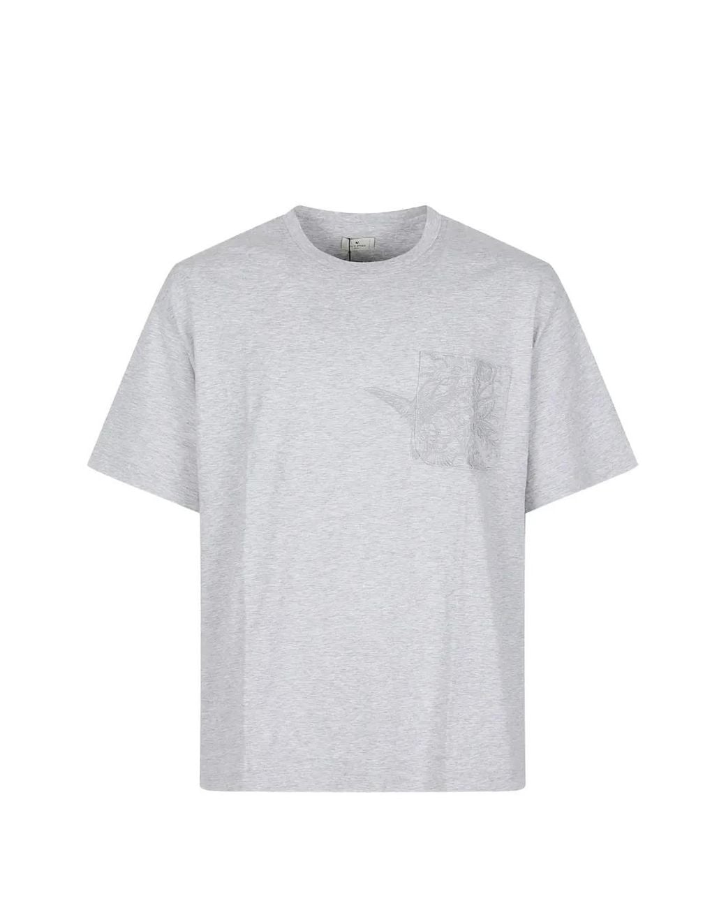 Etro Gray Chest-Pocket T-Shirt for men