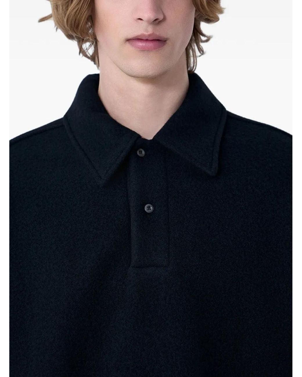 Rier Blue Long-Sleeved Polo Sweater