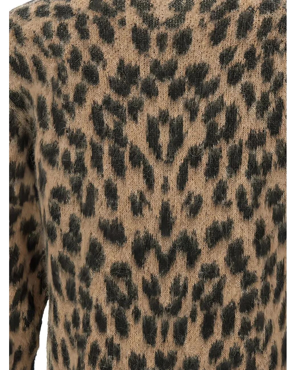 Laneus Brown Leopard-Print Sweater for men