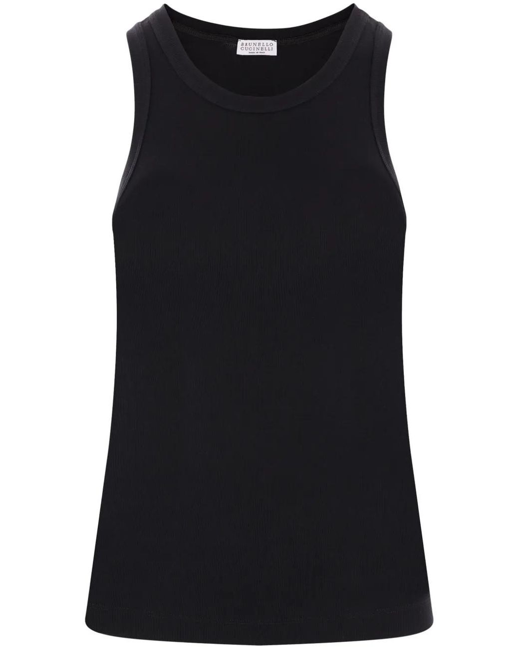 Brunello Cucinelli Black Cotton Tank Top