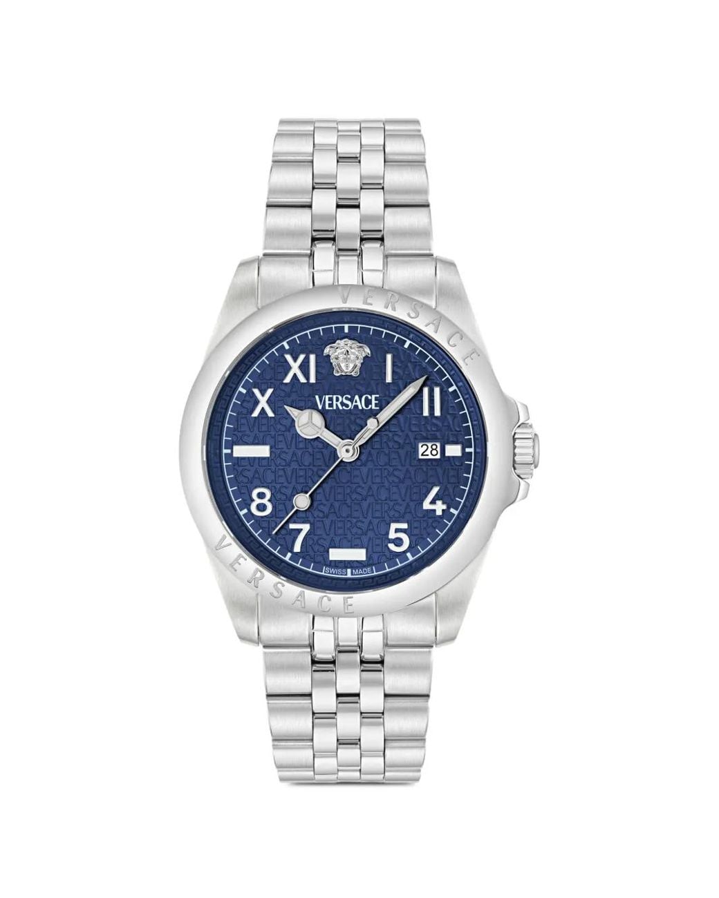 Versace Blue Anteo Logo-Patterned 41Mm Watch for men