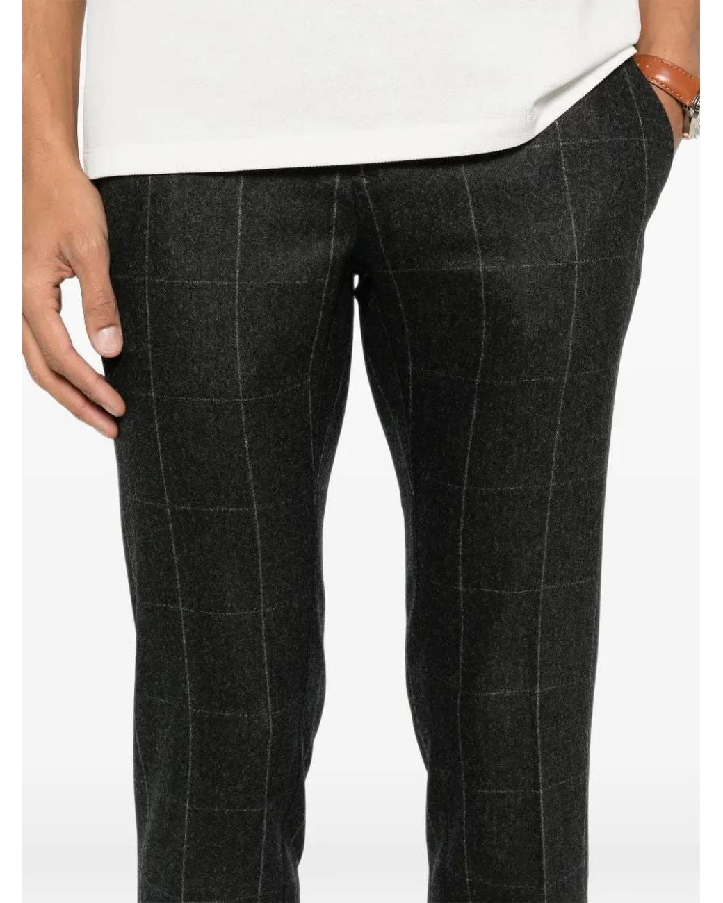 Jacob Cohen Black Check-Pattern Tailored Trousers for men