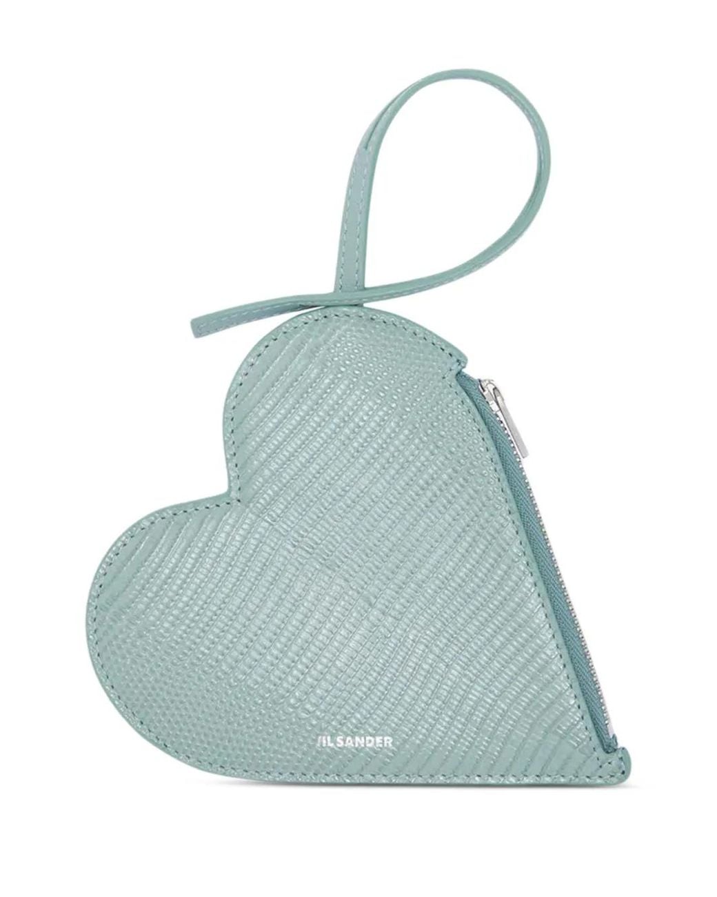 Jil Sander Blue Heart-Shaped Leather Pouch