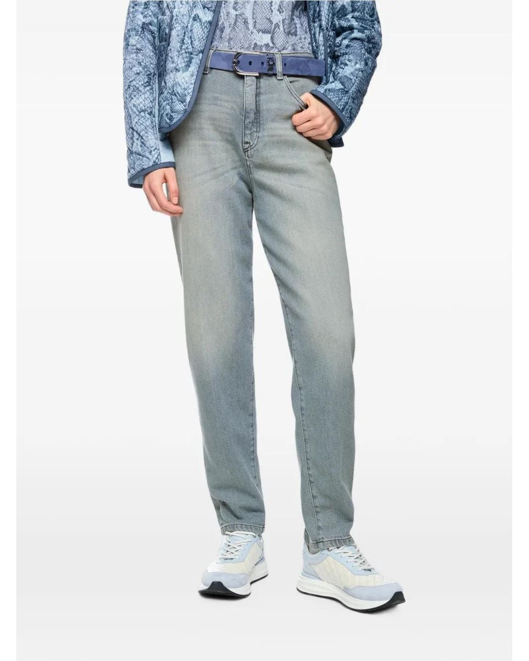 Marc Cain Blue Logo-Patch Belt-Loop Jeans