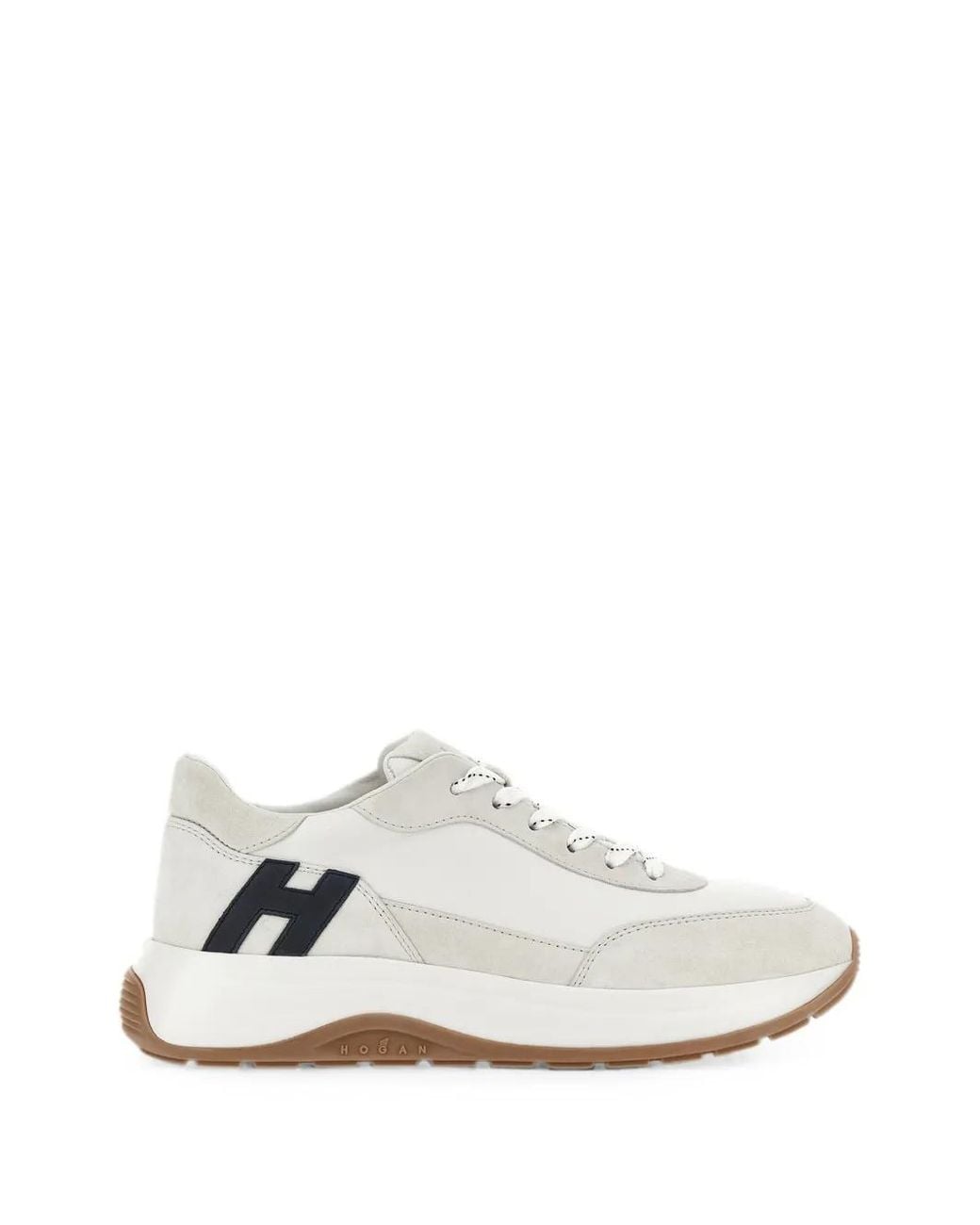 Hogan White Suede Signature Logo Low-Top Sneakers for men