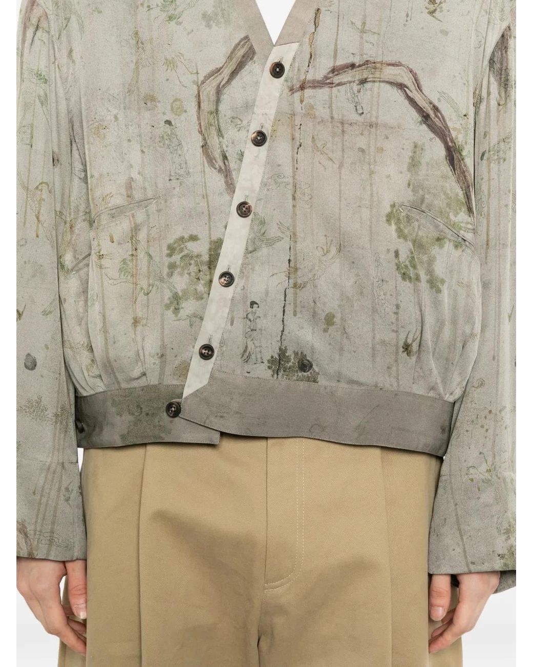 Ziggy Chen White Printed Silk Jacket for men