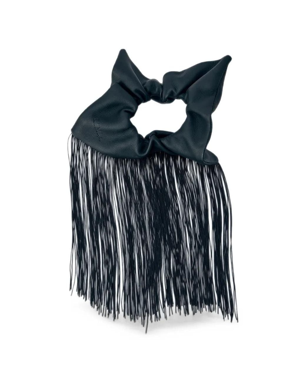 Limi Feu Blue Fringe-Trim Leather Scrunchie