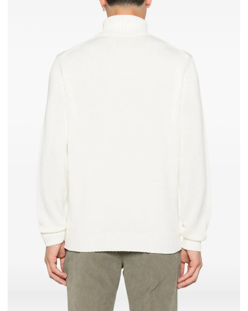 Zanone White Turtleneck Wool Sweater for men