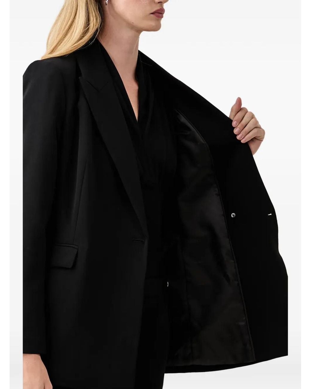 DKNY Black Single-Breasted Logo-Button Blazer