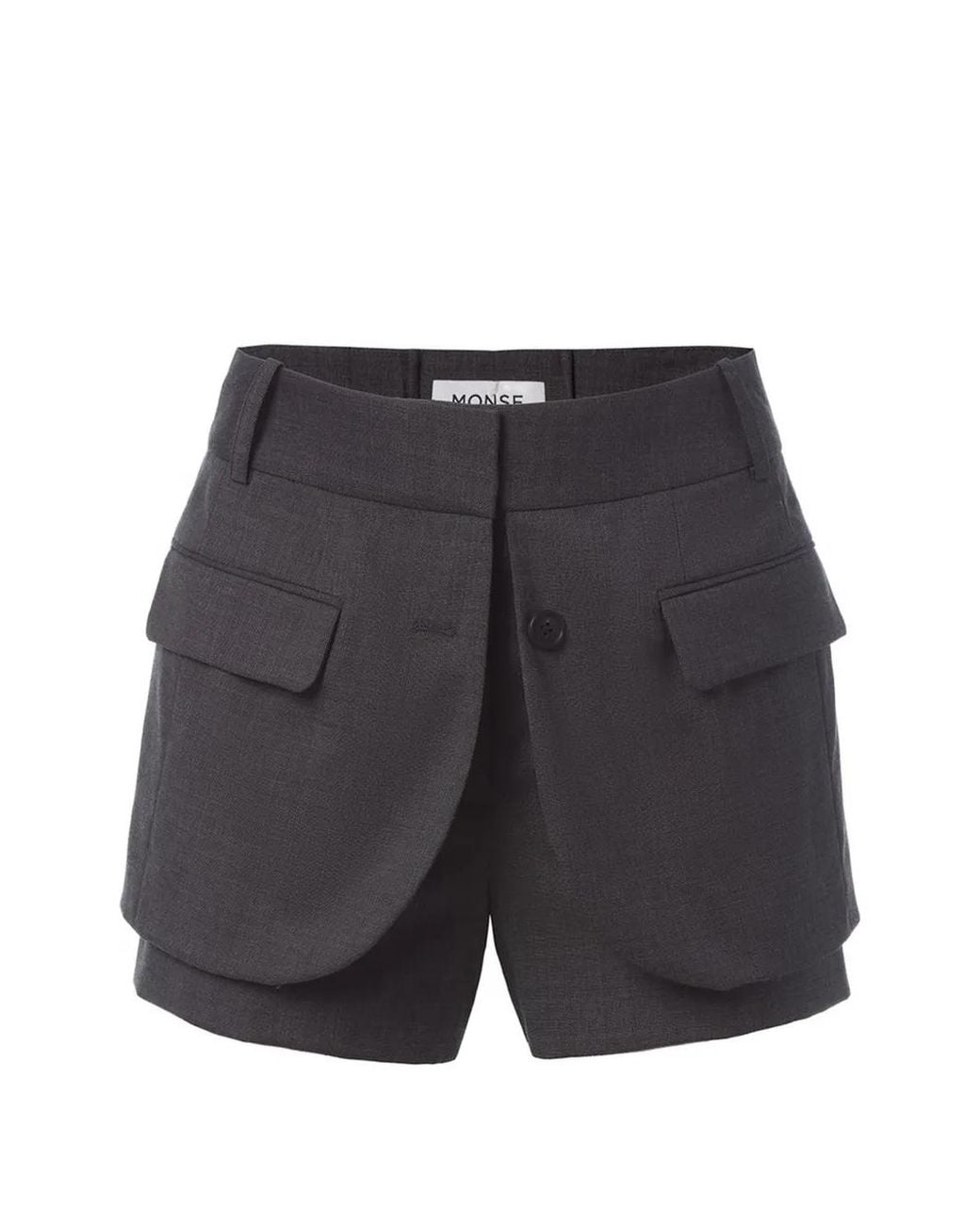 Monse Gray Tailored Jacket-Front Shorts
