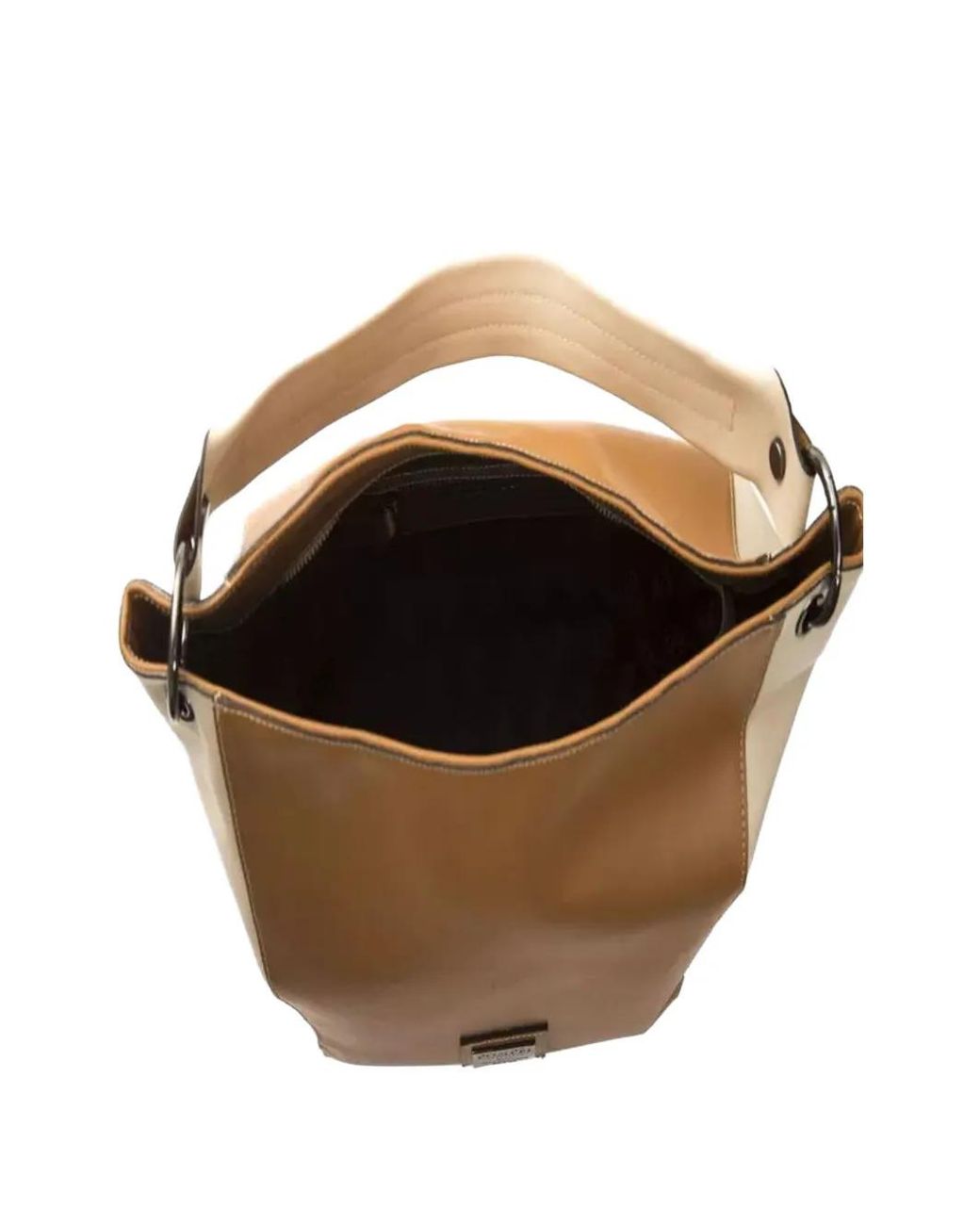 Pompei Donatella Brown Donatella Two-Tone Leather Tote Bag