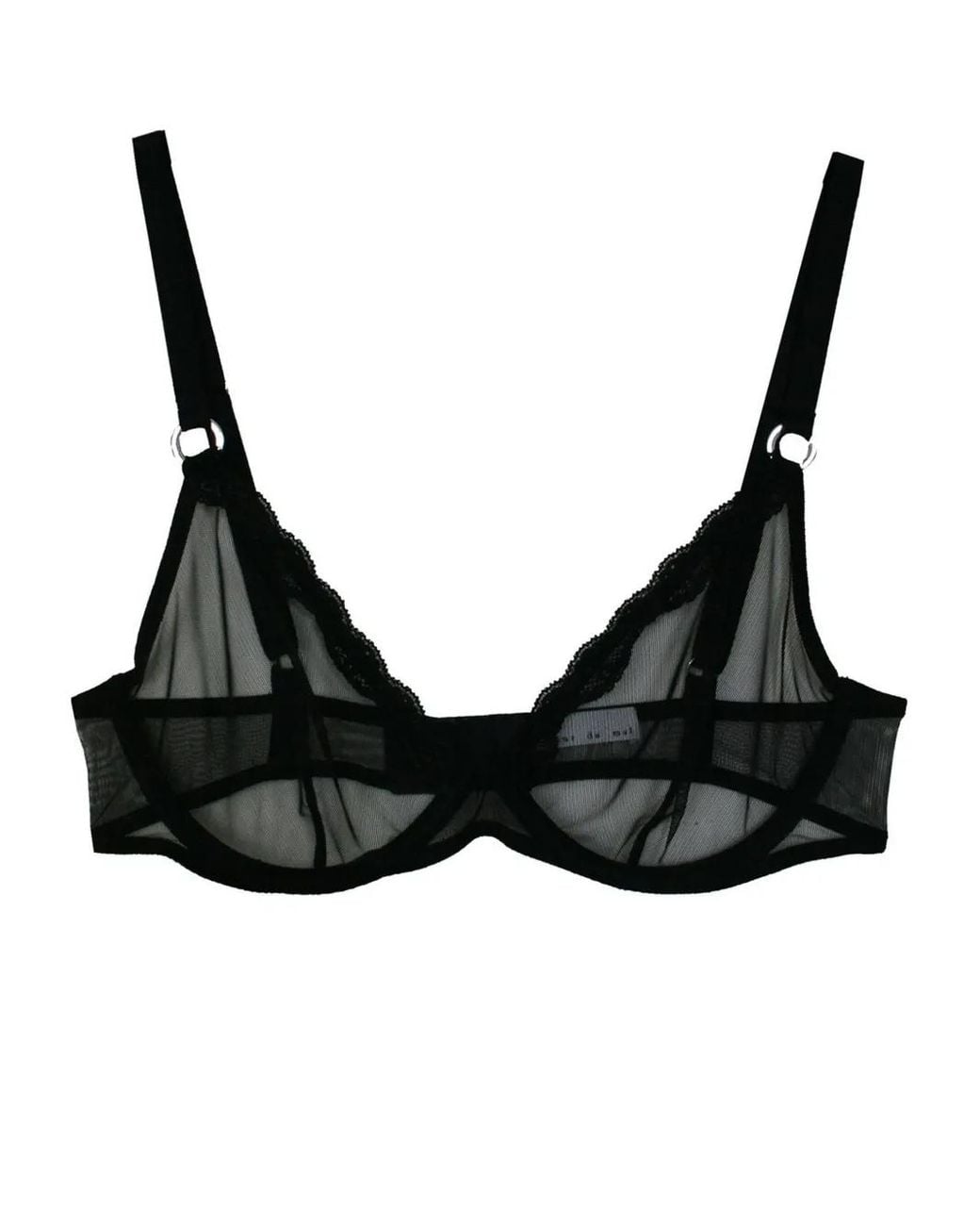 Fleur du Mal Black Sheer Tulle Demi Bra