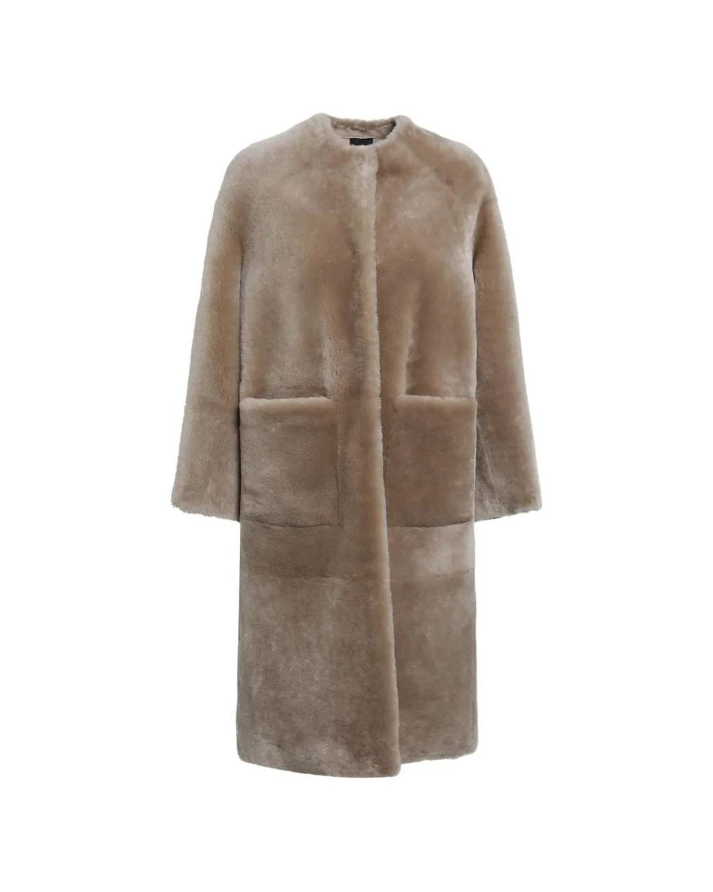 Blancha Natural Patch-Pocket Collarless Coat