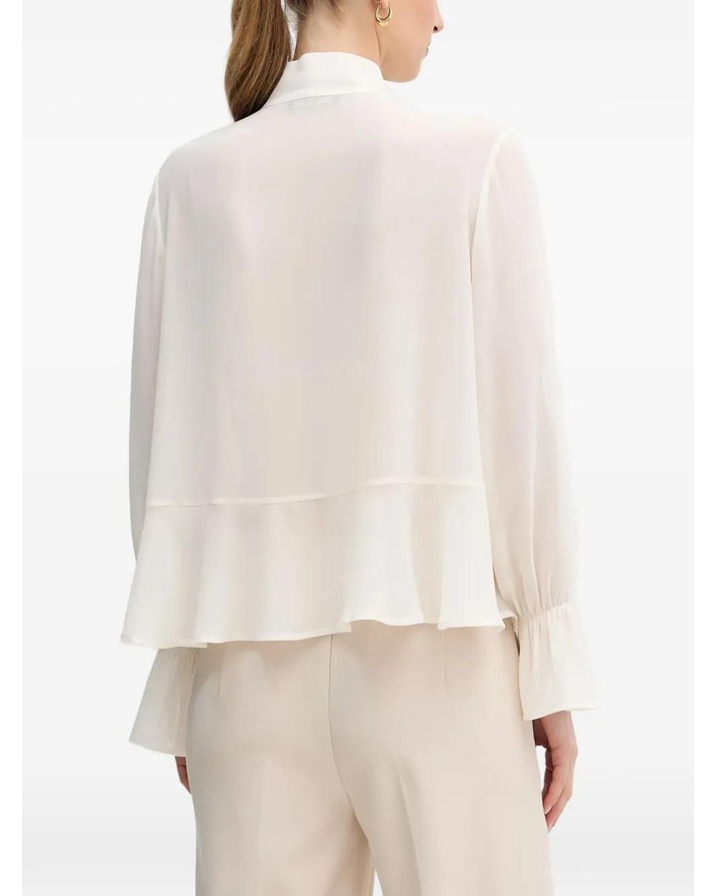 Ouí White Ruffled Tie Blouse