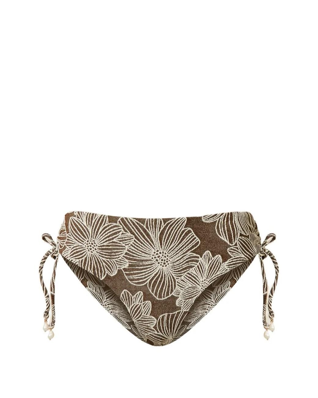 Twinset Gray Jacquard Bikini Bottoms With Pearls