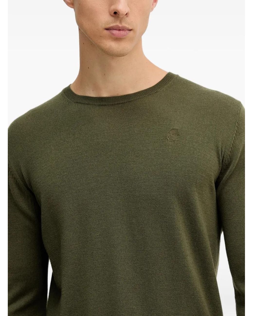 Karl Lagerfeld Green Crew-Neck Sweater for men