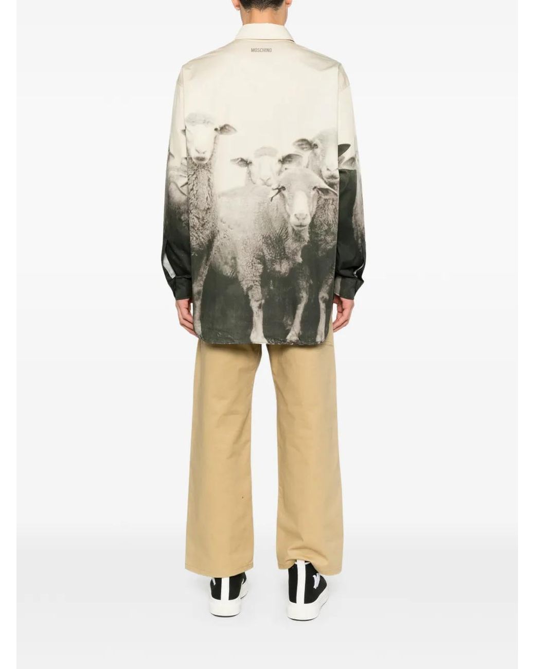 Moschino Natural Print-Detail Long-Sleeve Shirt for men
