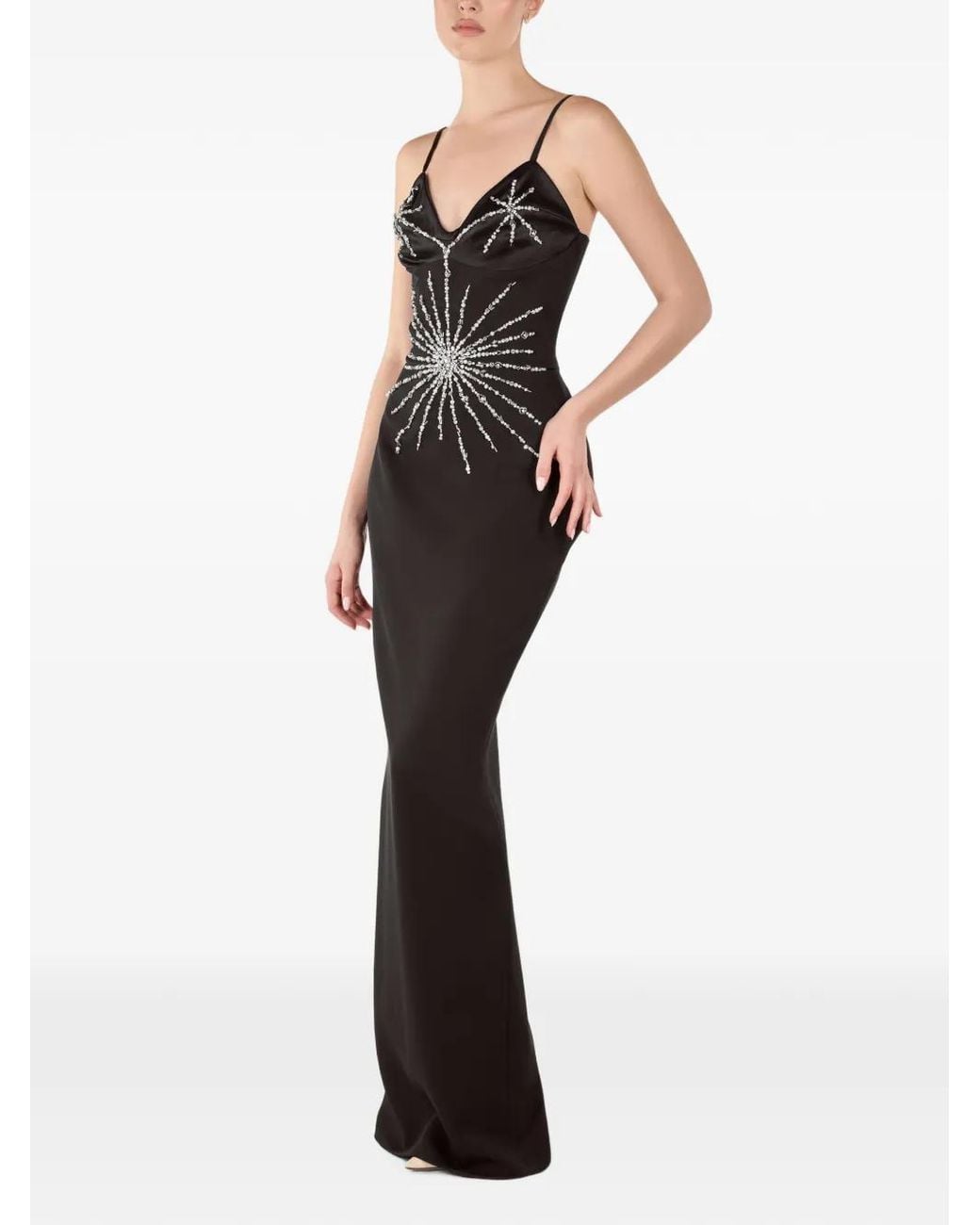 ANDREEA VENECIUC Black Stella Noire Crystal-Embellished Gown