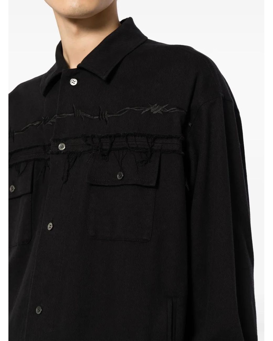 Undercover Black Fringe-Edged Shirt for men
