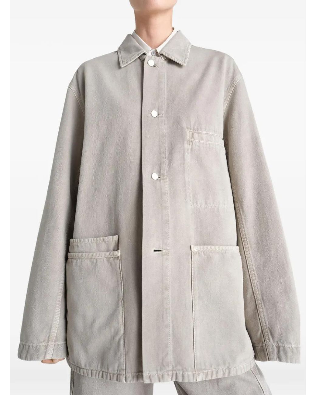 Lemaire White Patch-Pocket Overshirt