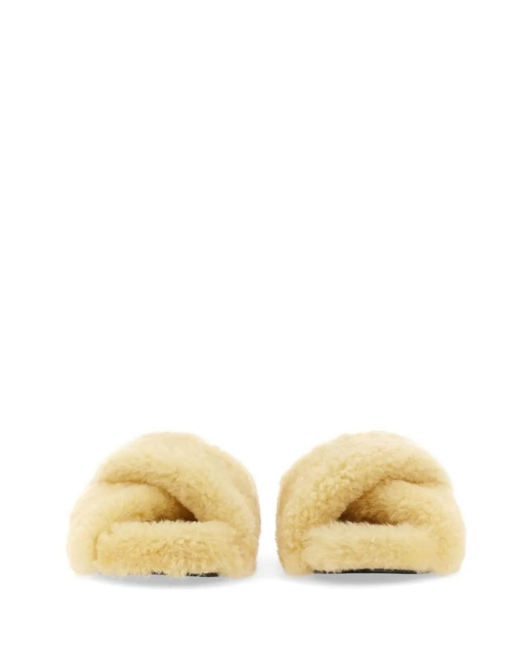 Jil Sander Metallic Shearling Crossover Flat Sandals