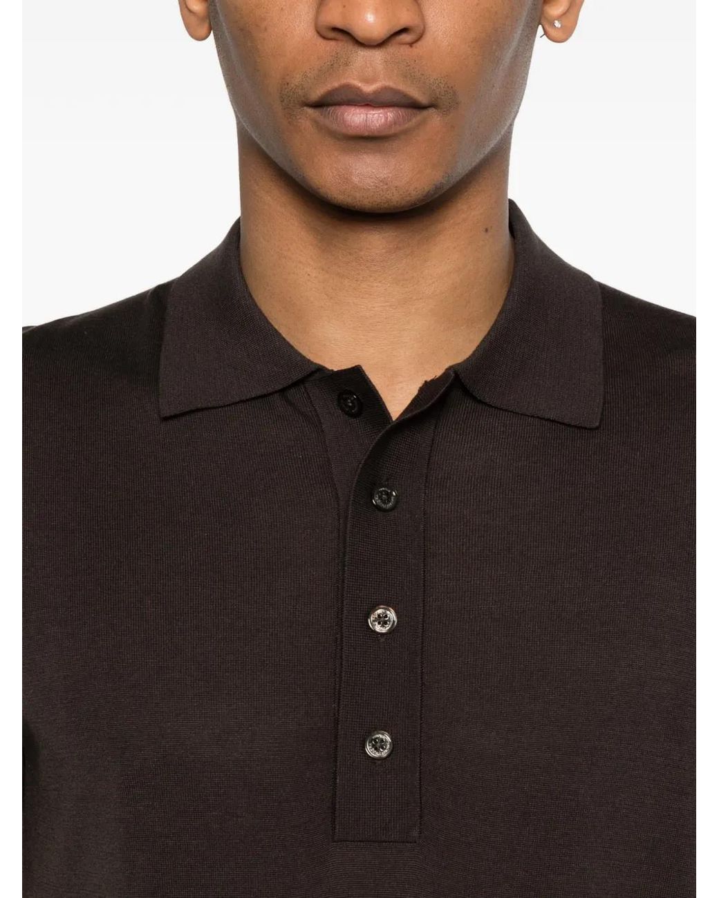 Paolo Pecora Black Buttoned Polo Shirt for men