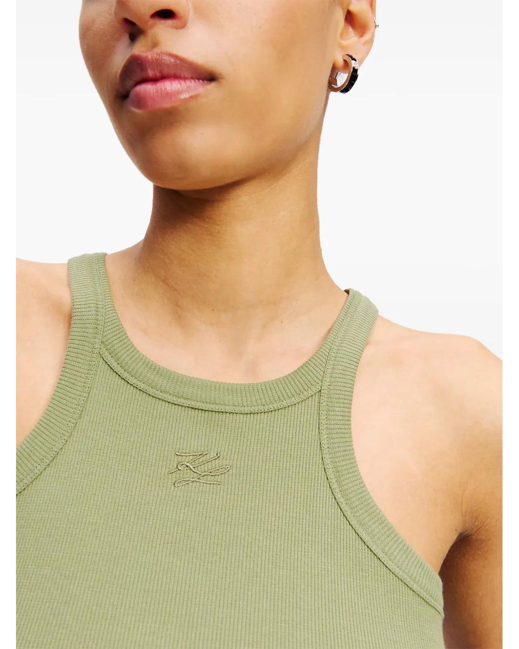 Karl Lagerfeld Green Antiqued Cashmere Blend Polo Shirt