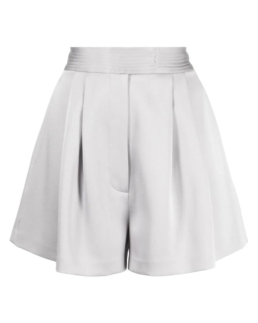 Alex Perry White Pleated High-Waisted Shorts