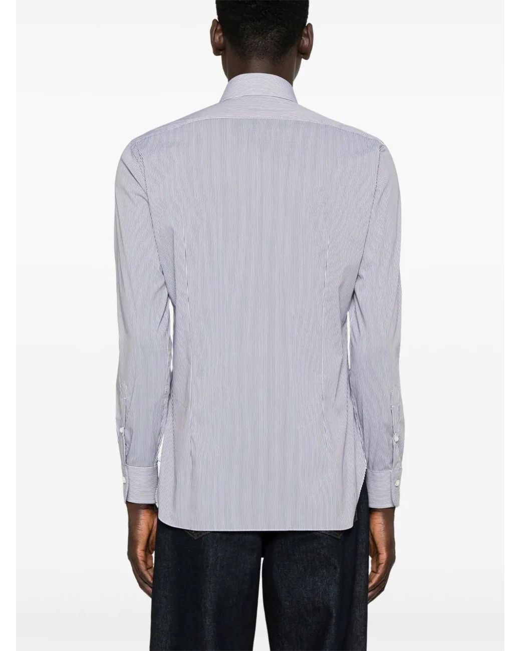 Barba Napoli White Striped Shirt for men
