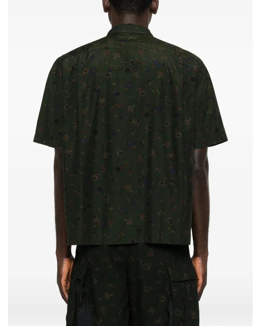 Sacai Black Floral-Print Shirt for men