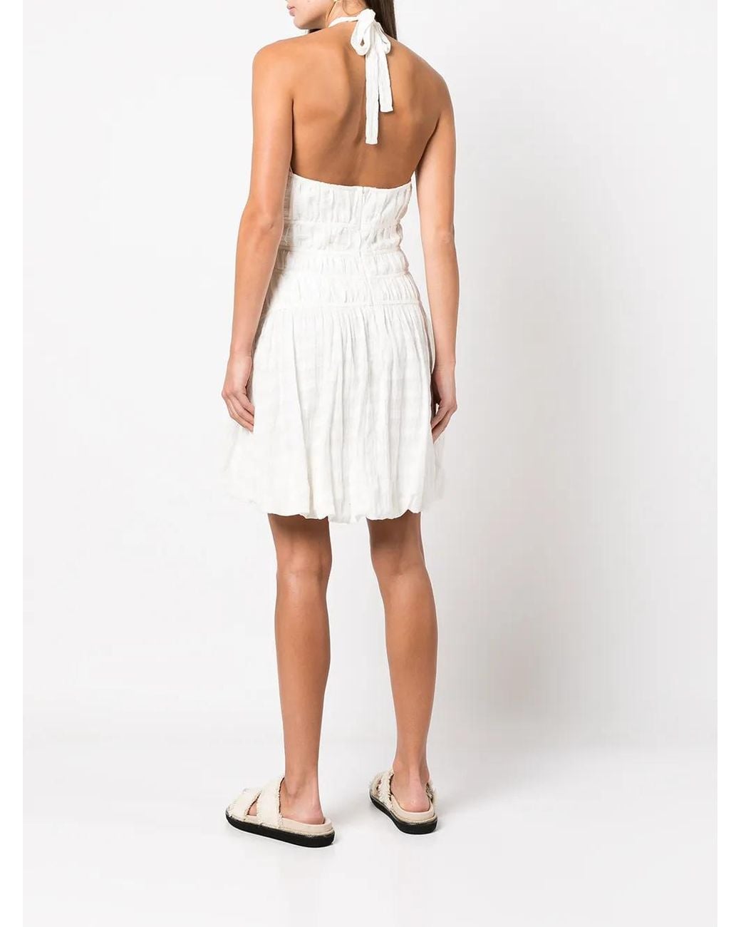 Jonathan Simkhai White Halterneck Gathered Minidress