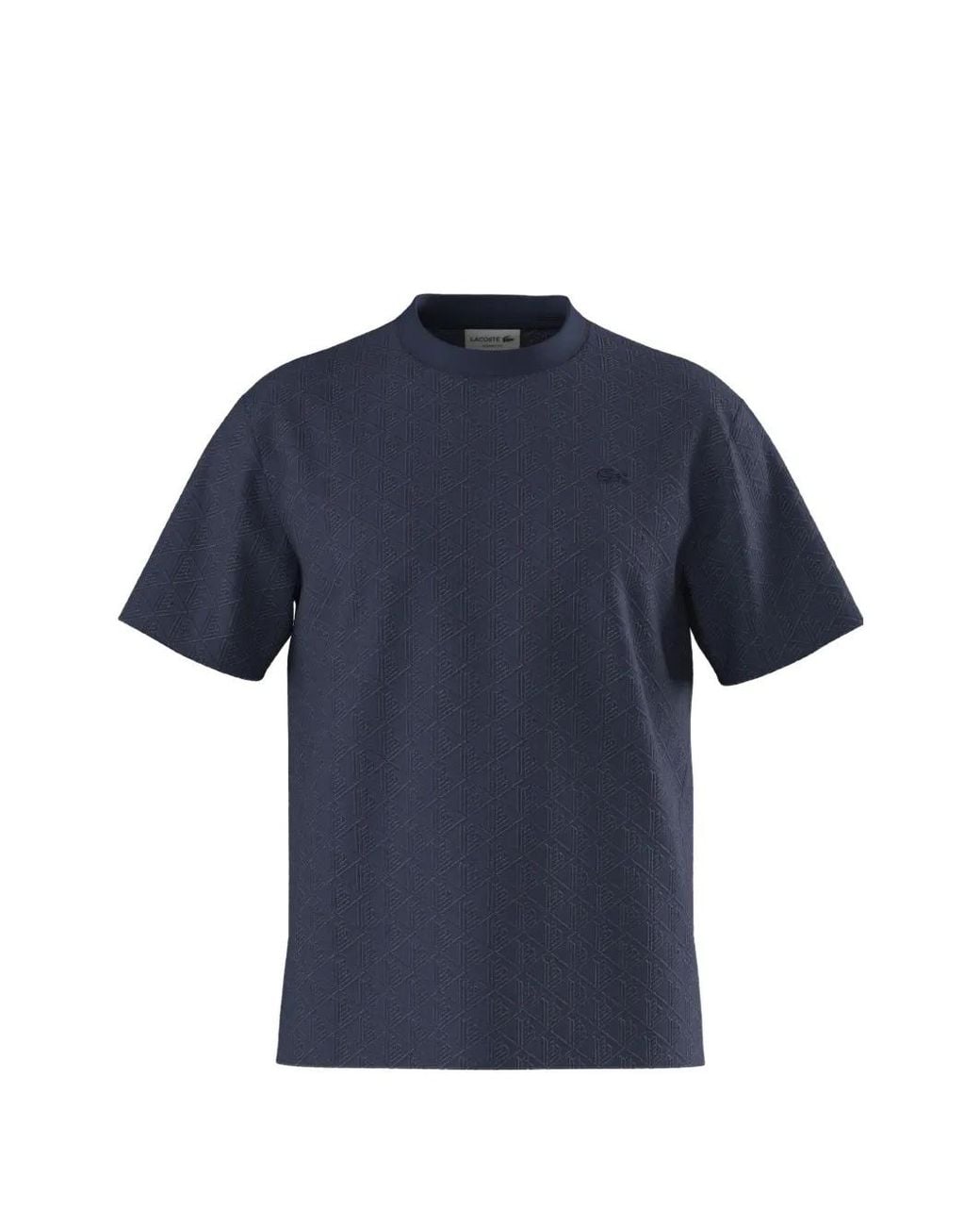 Lacoste Blue Jacquard T-Shirt With Monogram for men