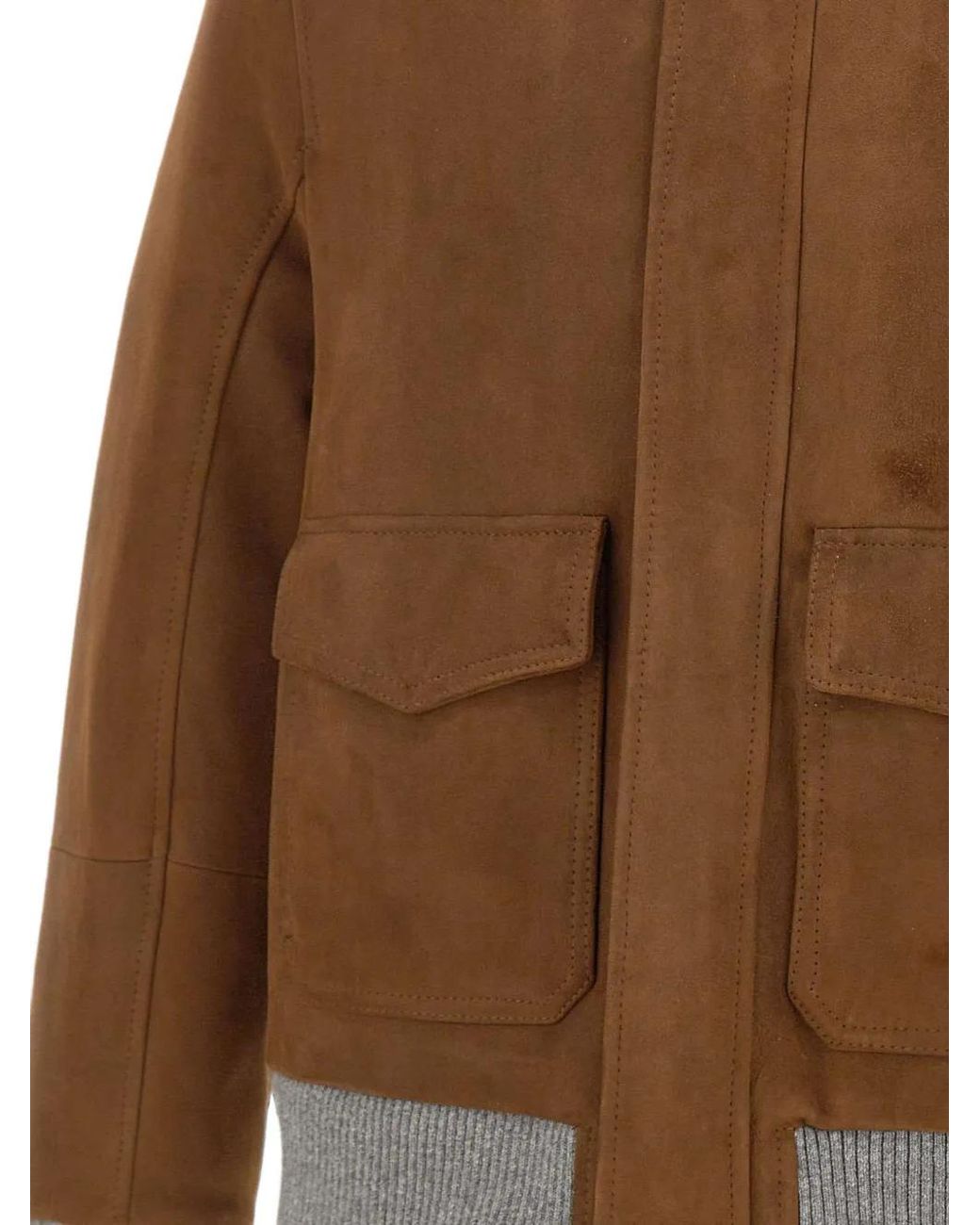 Volfagli Brown David Buccio Suede Bomber Jacket for men