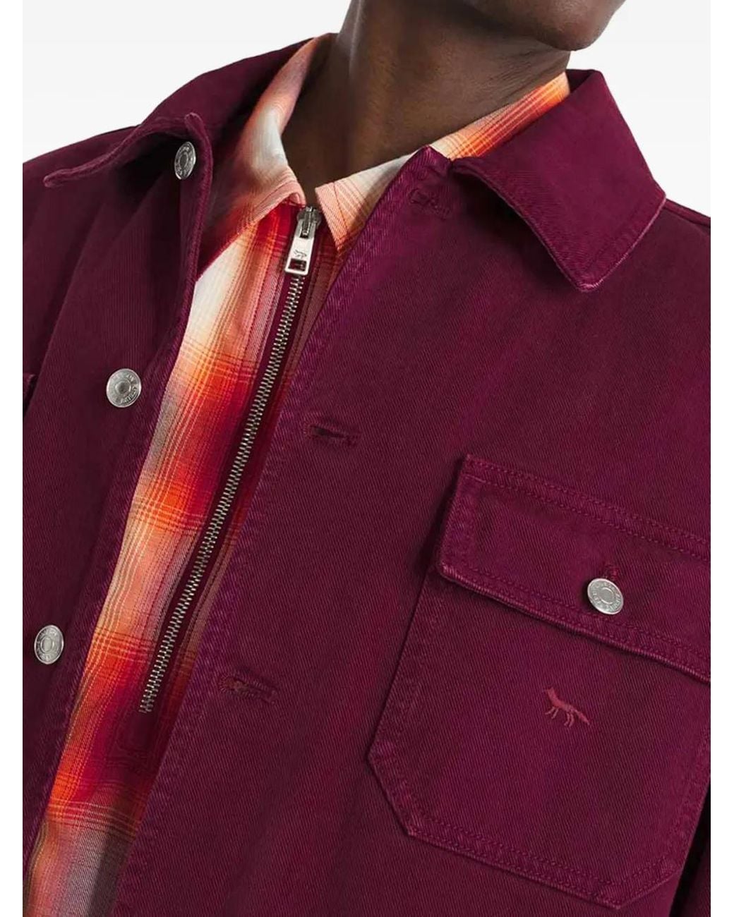 Maison Kitsuné Red Pockets Cotton Shirt Jacket for men