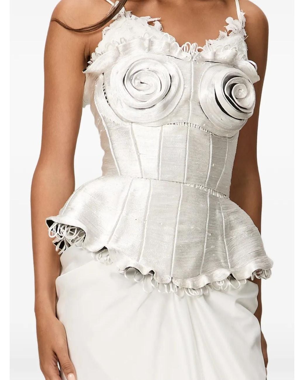 NORINA ST White Mirage Rose-Appliqué Peplum Corset