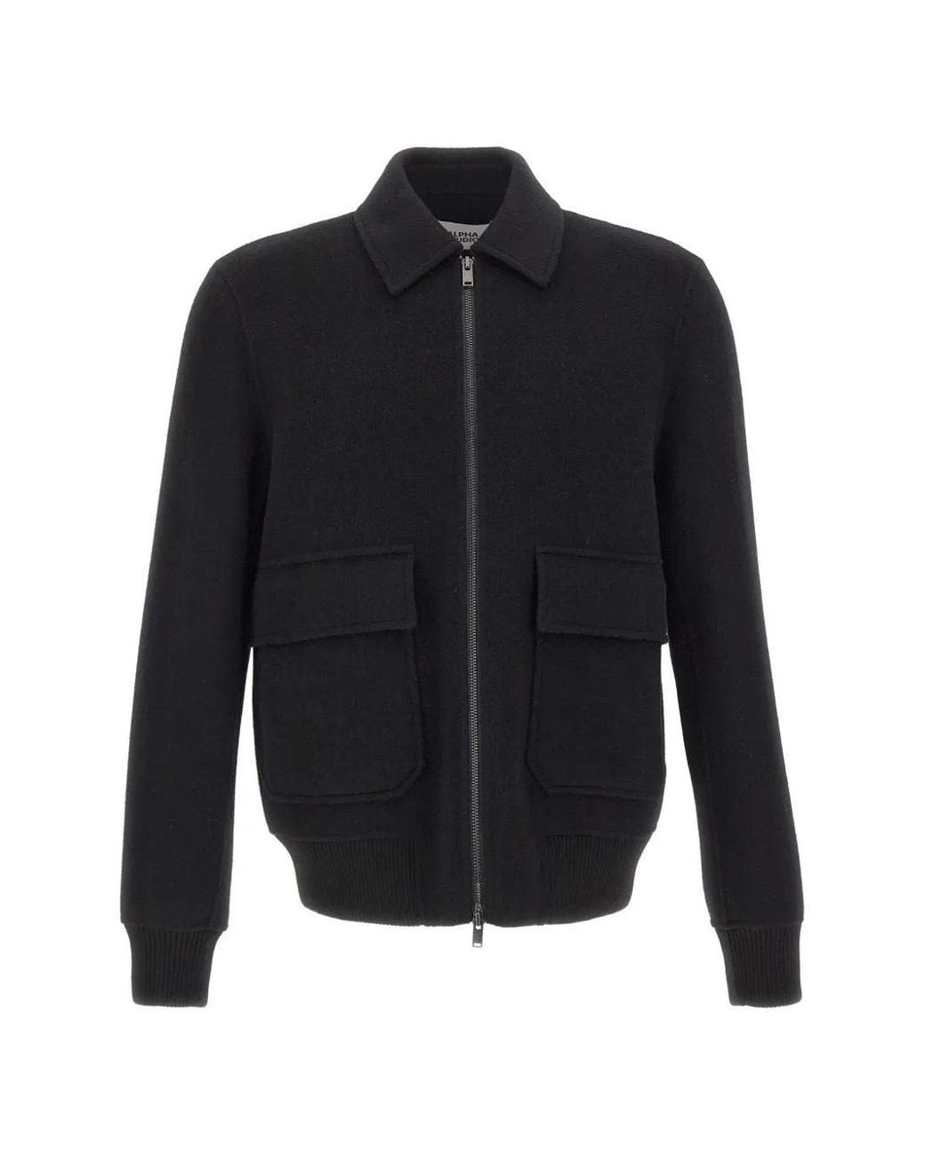 Alpha Studio Blue Wool Bomber Jacket for men