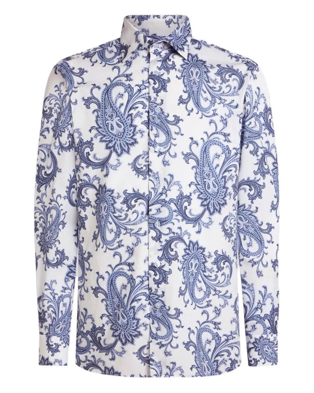 Etro Blue Cotton Shirt With Paisley Pattern for men