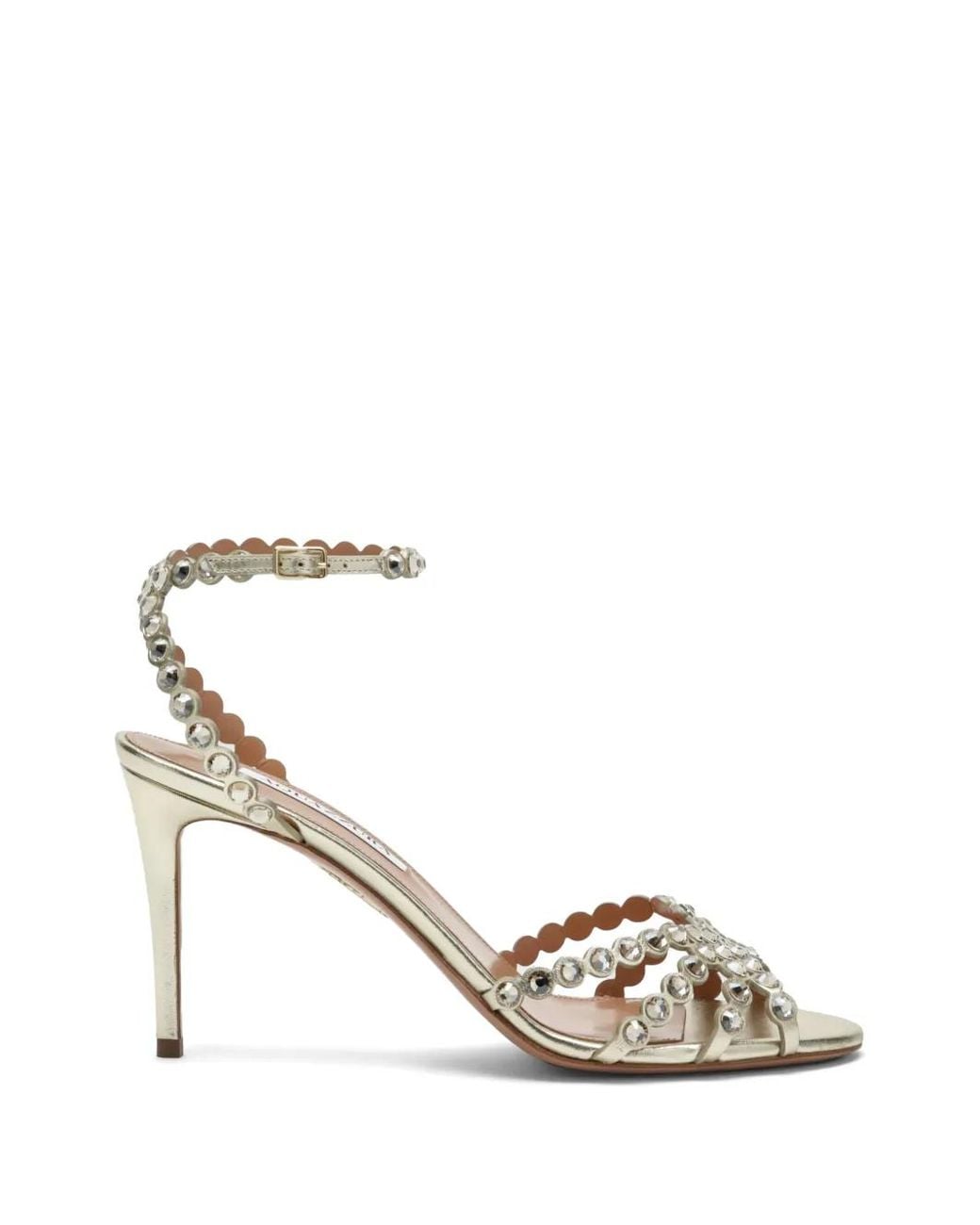 Aquazzura Metallic Tequila Crystal-Embellished Heeled Sandals