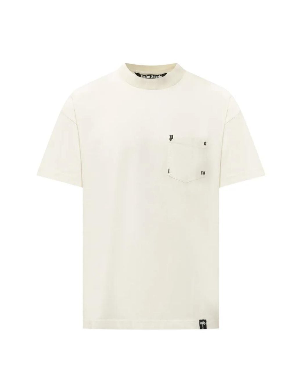 Palm Angels White Palm Rib Regular T-Shirt for men