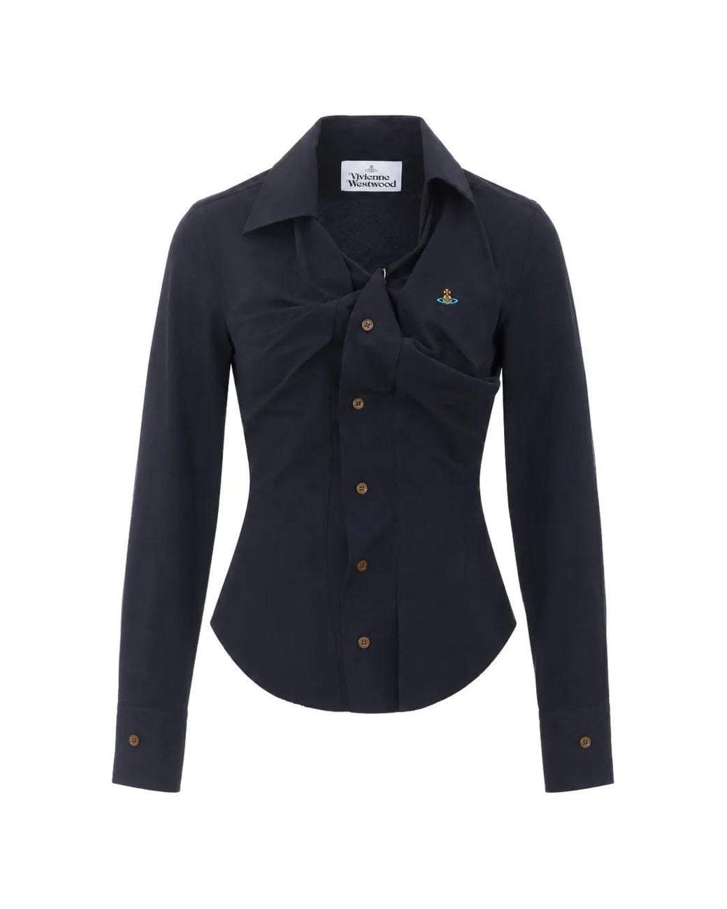 Vivienne Westwood Blue Drunken Draped Shirt