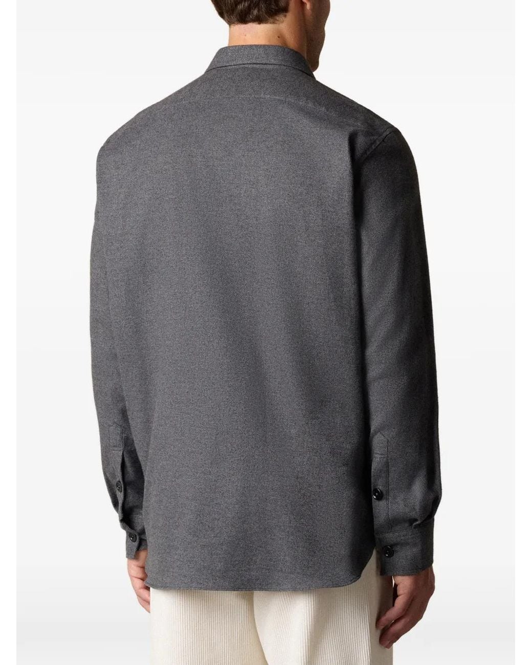 Brooks Brothers Gray Flap-Pockets Button-Fastening Shirt for men