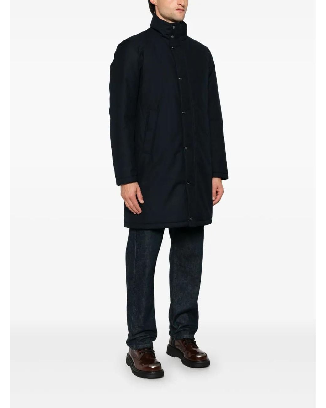 Herno Blue Layer-Detail Coat for men